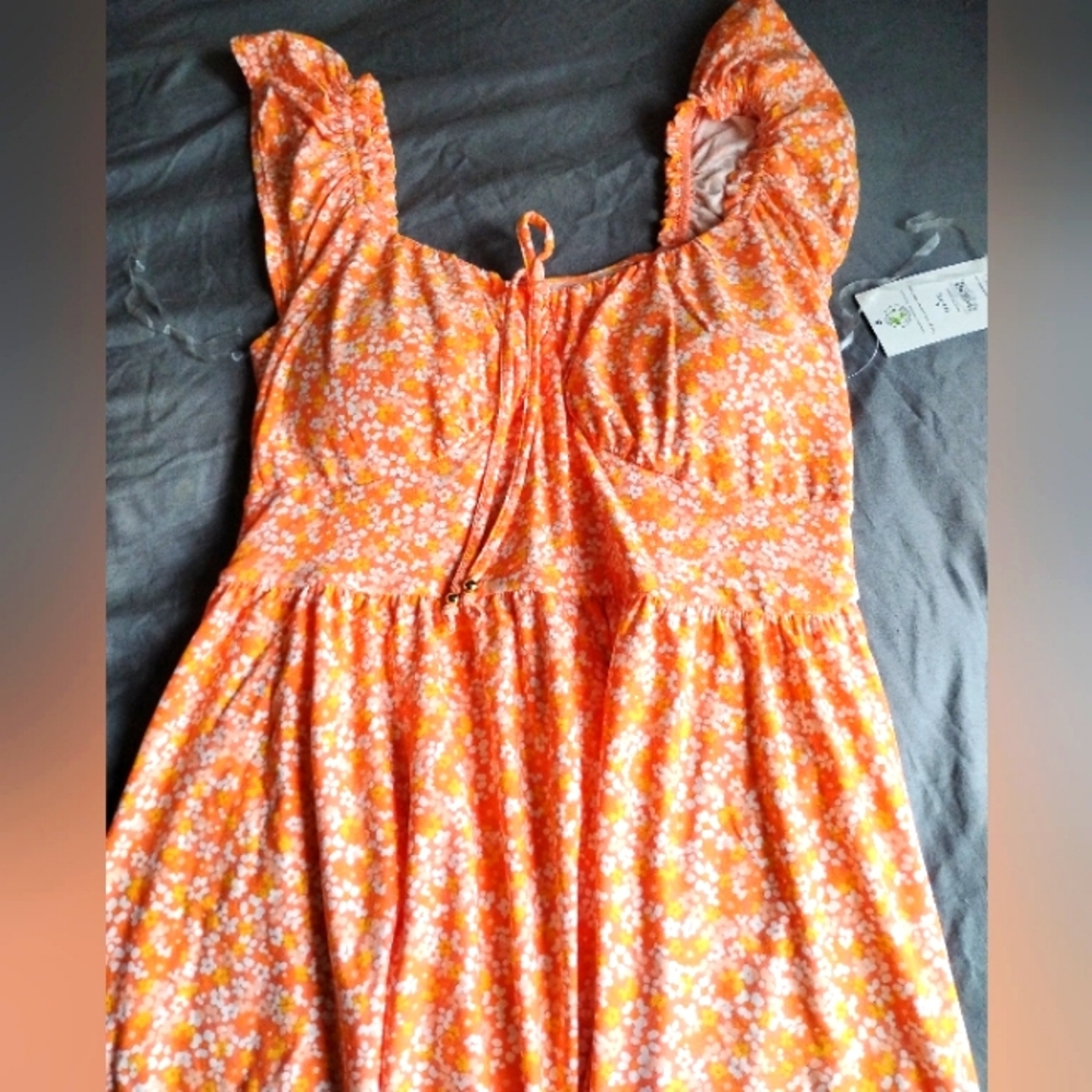 No Boundaries Orange Floral Dress